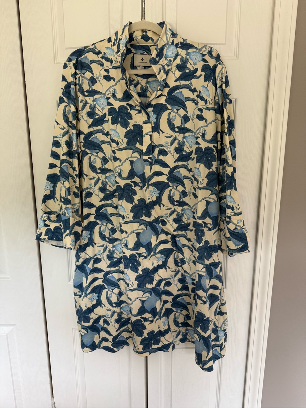 Tuckernuck Blue Floral Button-Front Long Sleeve Megan Dress